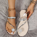 Sommerliche glänzende Strass-Sandalen
