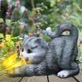 Solarlicht-Gartendekoration mit Katze und Schmetterling