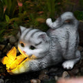 Solarlicht-Gartendekoration mit Katze und Schmetterling
