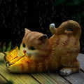 Solarlicht-Gartendekoration mit Katze und Schmetterling