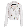 Modische Lederjacke mit Blumenmuster