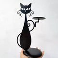 Kerzenhalter mit schwarzer Katze