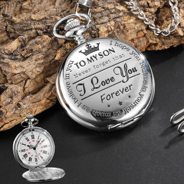 "Für meinen Sohn" Quarz-Taschenuhr mit Kette