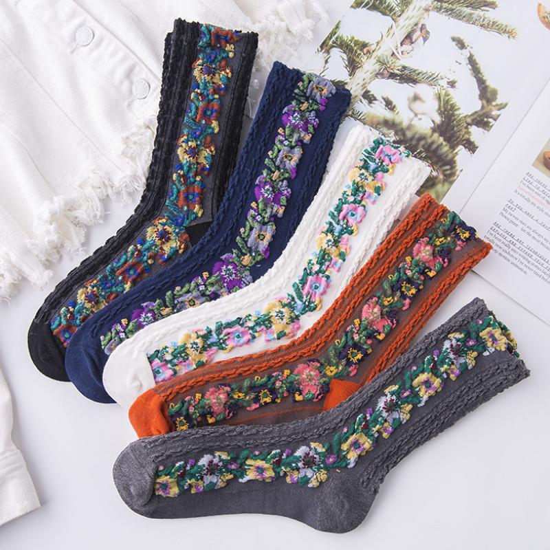 Crew-Socken aus Baumwolle im Vintage-Blumenstil Hauptbild