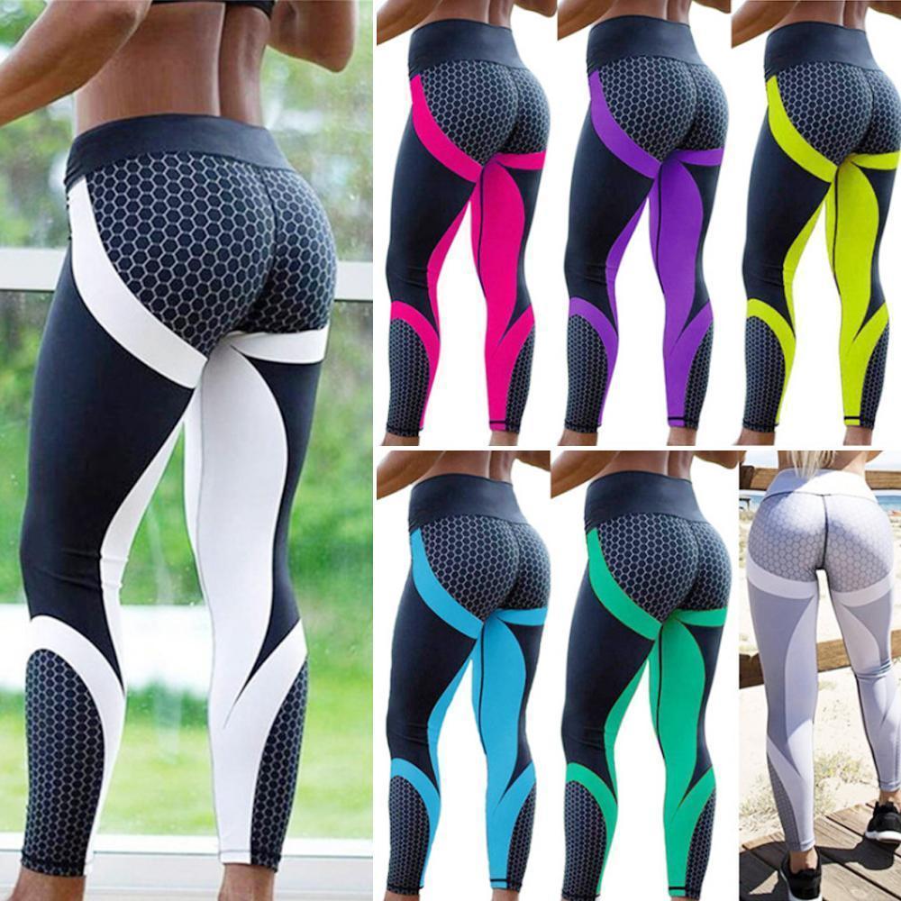 Geometrisch bedruckte Yogahose mit hoher Taille Zweitbild