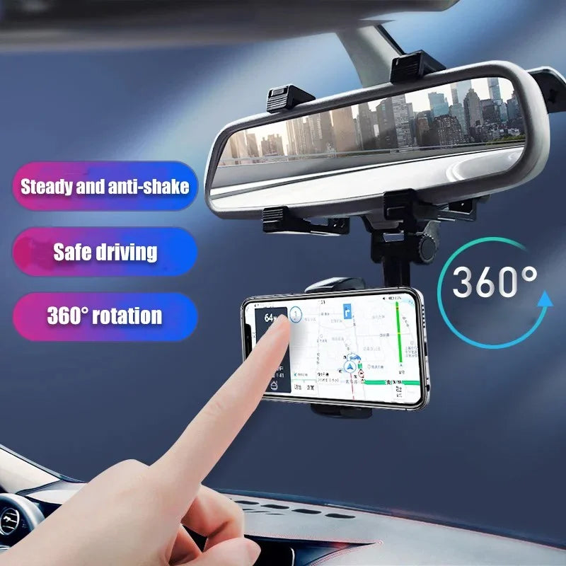 Multifunktionaler, um 360 Grad drehbarer Auto-Rückspiegel-Telefonhalter Zweitbild