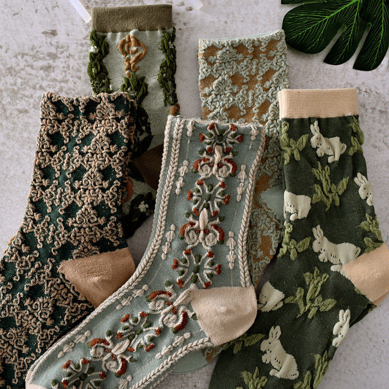 Damen-Baumwollsocken mit Blumenmuster Zweitbild
