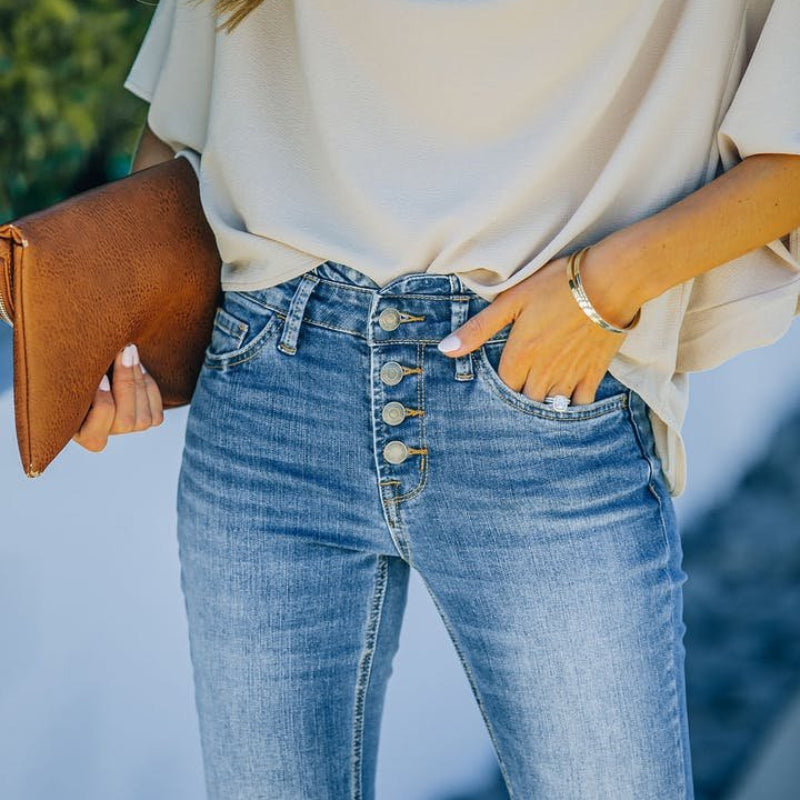 Vintage-Jeans mit hoher Taille und ausgestelltem Bein aus den 70er Jahren Zweitbild