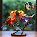 Buntglas-Vögel auf Zweig-Desktop-Ornamenten