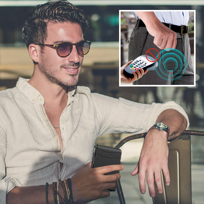 Herren-Kartenfächer aus Pu-Leder im Business-Stil für AirTag Zweitbild