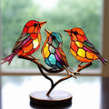 Buntglas-Vögel auf Zweig-Desktop-Ornamenten