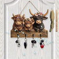 Highland Cow Holz Schlüsselhalter Dekor