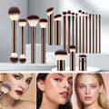 20-teiliges Make-up-Pinselset in Kaffeefarbe