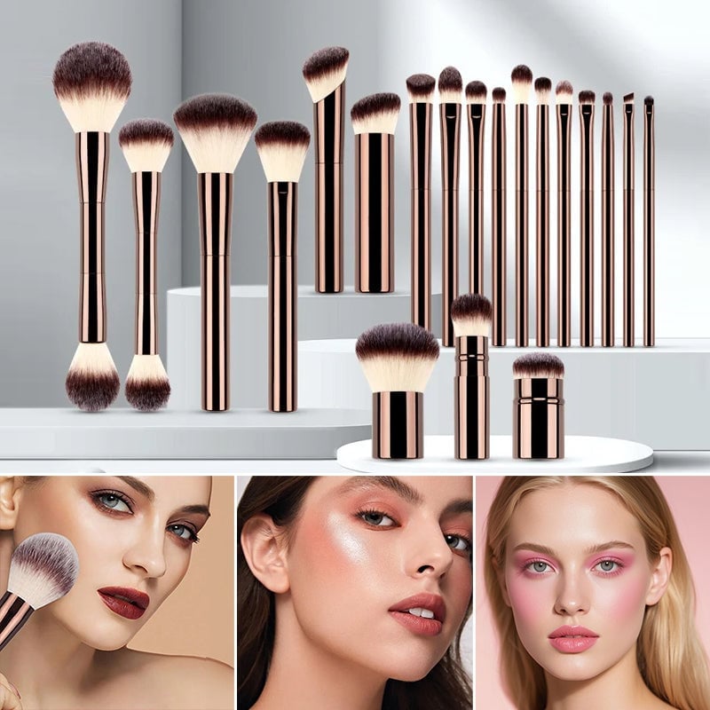20-teiliges Make-up-Pinselset in Kaffeefarbe