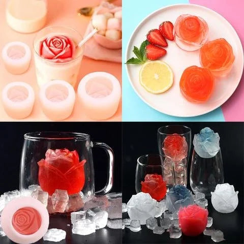 3D-Eiswürfelform aus Silikon in Rosenform Zweitbild