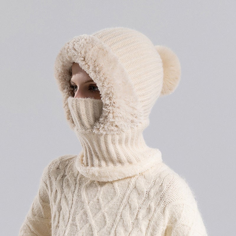 Gestrickte 3-in-1-Kälteschutzmütze für Damen