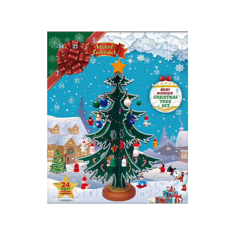 24-Tage-Countdown-Kalender mit Weihnachtsbaum, 24 Ornamenten