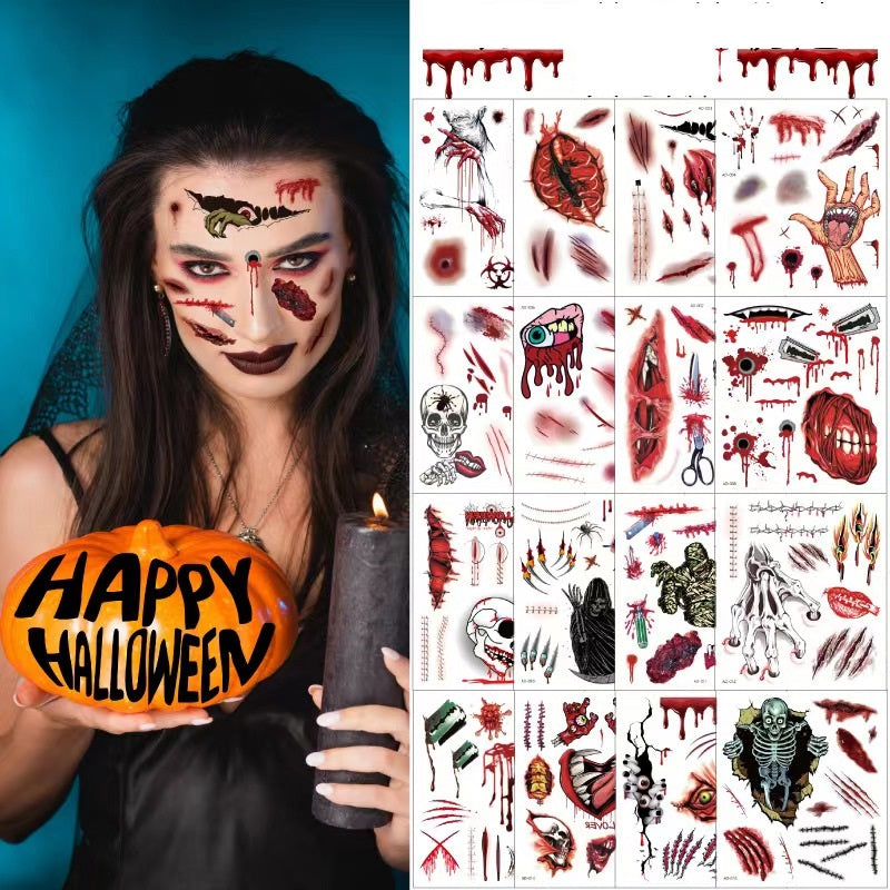 Halloween Streich Makeup Temporäres Tattoo Zweitbild