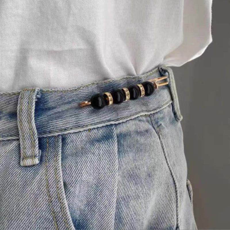 Ausgefallene Sicherheitsnadel-Brosche mit Strass und Perlen Zweitbild