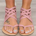 Sommerliche, überkreuzte, flache Sandalen mit Reißverschluss