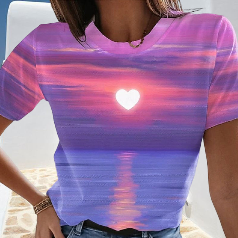 Damen-T-Shirt mit Herz-3D-Druck Zweitbild