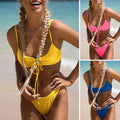 Geripptes Bikini-Set mit Schnürung