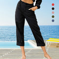 Lässige Damen-Hose aus Baumwollleinen mit hoher Taille