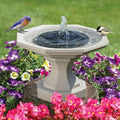 Solarbetriebener Vogelbrunnen mit Lichtern