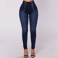 Zweireihige Skinny-Jeans mit hoher Taille