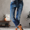 Gewaschene Jeans mit zerrissenem Tunnelzug und elastischem Bund