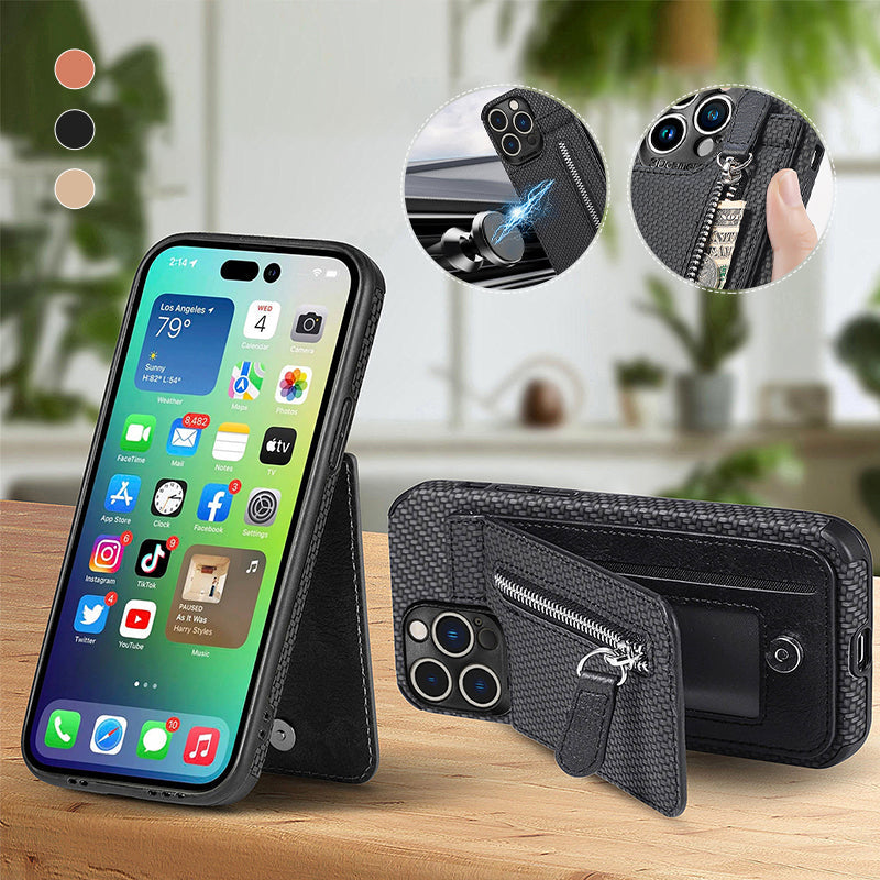 Brieftaschenhülle mit magnetischem Reißverschluss und Kreditkartenhalter für das iPhone Zweitbild