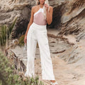 Gesmokte Hose aus Leinenmischung von Fresh Air mit Taschen