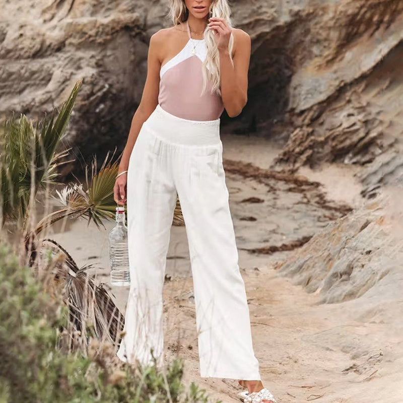 Gesmokte Hose aus Leinenmischung von Fresh Air mit Taschen