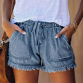 Lässige Jeans-kurze Hose für Damen mit Taschen, Baumwoll-Jeans-kurze Hose