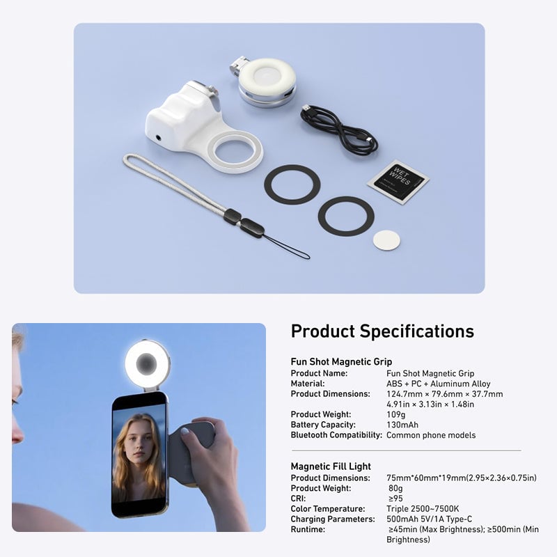 Saker Fun Shot Magnetgriff und magnetisches Selfie-Licht Zweitbild