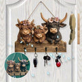 Highland Cow Holz Schlüsselhalter Dekor
