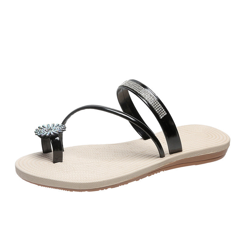 Sommerliche glänzende Strass-Sandalen