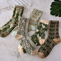 Damen-Baumwollsocken mit Blumenmuster