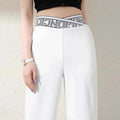 Hose mit weitem Bein und hoher Taille und Buchstaben