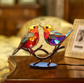 Buntglas-Vögel auf Zweig-Desktop-Ornamenten