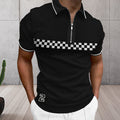 Farbeblock-Poloshirt für Herren mit Reißverschluss