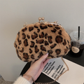 Plüsch-Umhängetasche mit Leopardenmuster