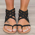 Sommerliche, überkreuzte, flache Sandalen mit Reißverschluss