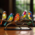 Buntglas-Vögel auf Zweig-Desktop-Ornamenten