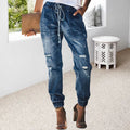 Bequeme, zerrissene Jeans mit Kordelzug