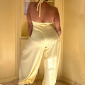 Neckholder-Jumpsuit mit zwei Taschen und Ordnerücken