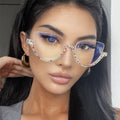 Cat-Eye-Brille mit weißen Diamanten für Damen
