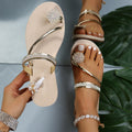 Sommerliche glänzende Strass-Sandalen