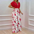 Set aus einfarbigem Hemd und lockerer Hose mit Blumenmuster