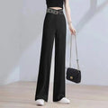 Hose mit weitem Bein und hoher Taille und Buchstaben